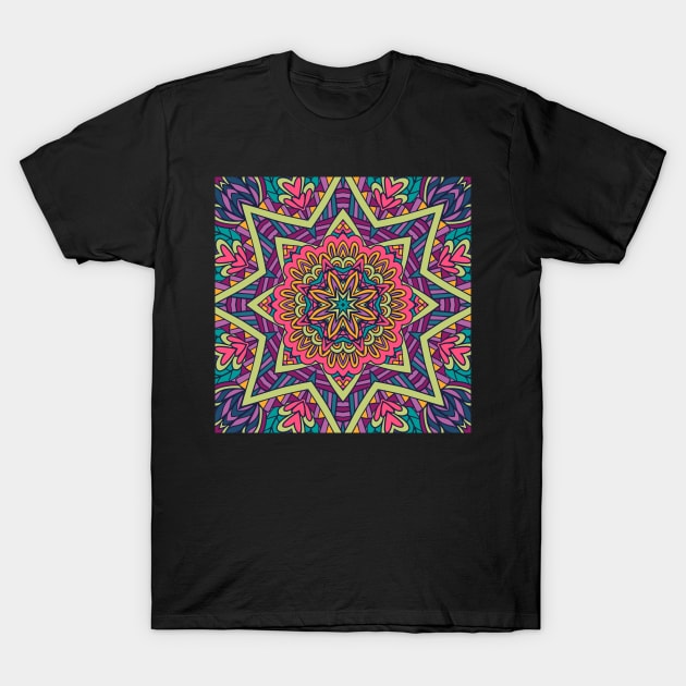 Mandala World Boho Pattern Tile T-Shirt by colors